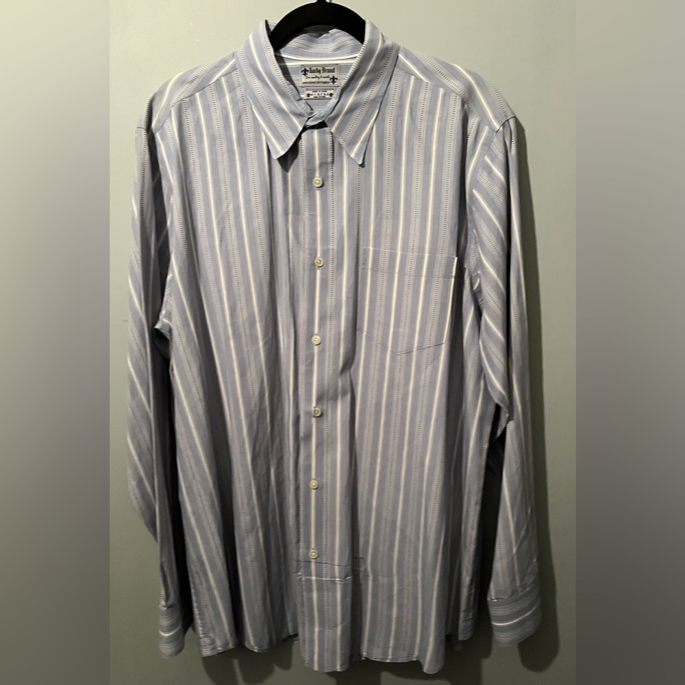Lucky Brand Men's Light Blue Striped Button Down Shirt XL Very good condition